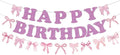 Bow Happy Birthday Banner Bow Garland Pink Bow Coquette Decor by Adecortalk