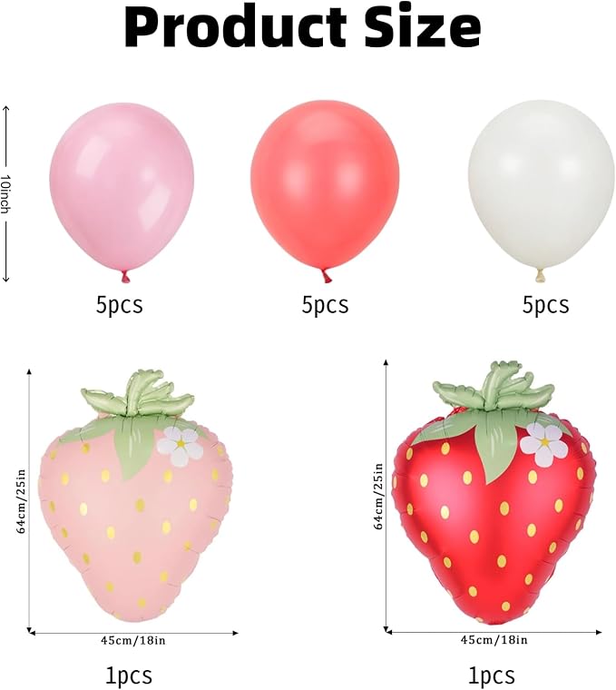 Strawberry Party Balloons Stand Kit 2 Sets, Balloon Table Centerpieces - Image 2