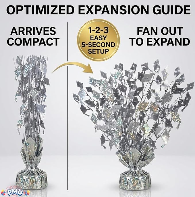 PMU 6 Pcs Silver Graduation Balloon Weights, Graduation Centerpieces - Image 5