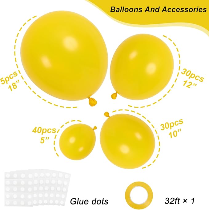 RUBFAC Yellow Balloons Different Sizes 105pcs 5/10/12/18 Inch Yellow Balloon - Image 2