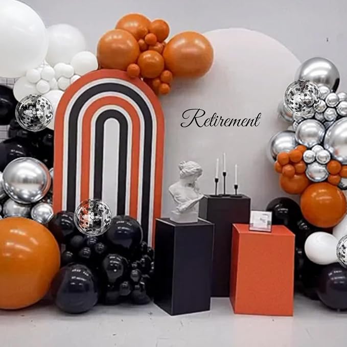 Orange Black White Silver Balloon Garland Arch Kit - Image 6
