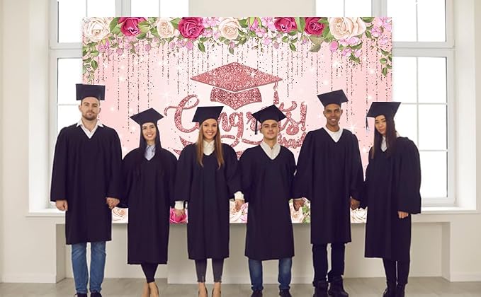 Pink Graduation Decorations Class of 2026 Graduation Backdrop Rose Gold - Image 8