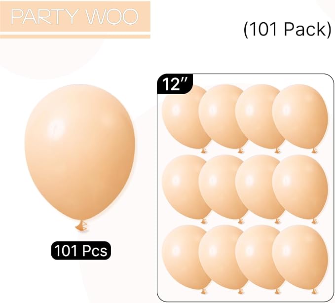 PartyWoo Nude Balloons 101pcs Apricot Boho Fall Color 12 Inch | Balloons - Image 7