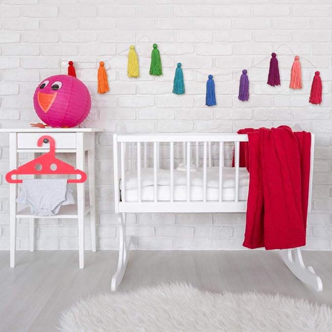 Big Size Tassel Garland H6.3in Polyester yarn Colorful Pom Pom Tassel Banner - Image 3