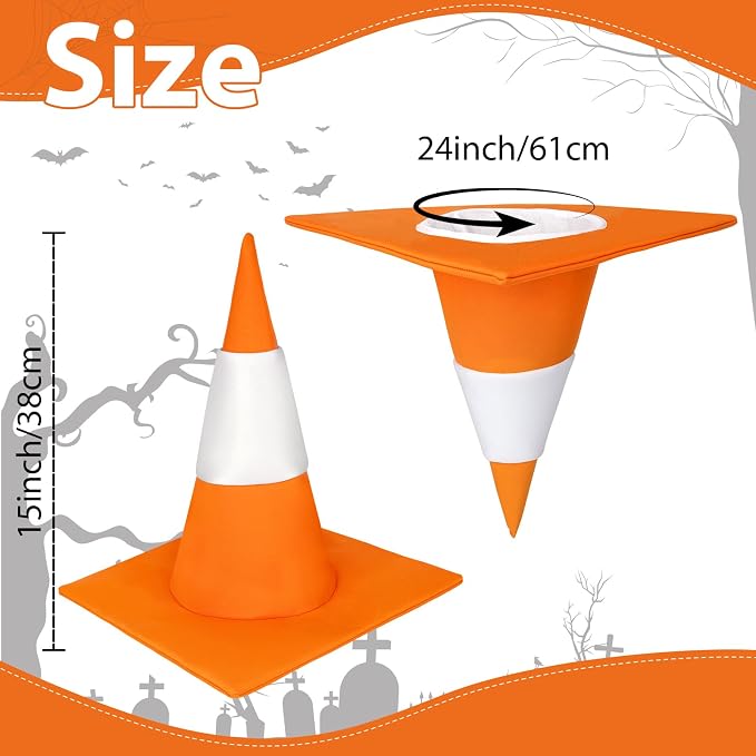 Orange and White Traffic Cone Hat, Funny Halloween Traffic Costume Accessories - Image 2