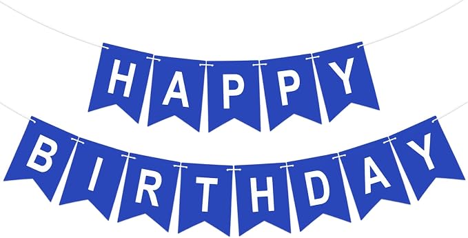 Pre-Strung Navy Blue Happy Birthday Banner Birthday Party Banner NO DIY | Happy by KINGLAKEGARDEN