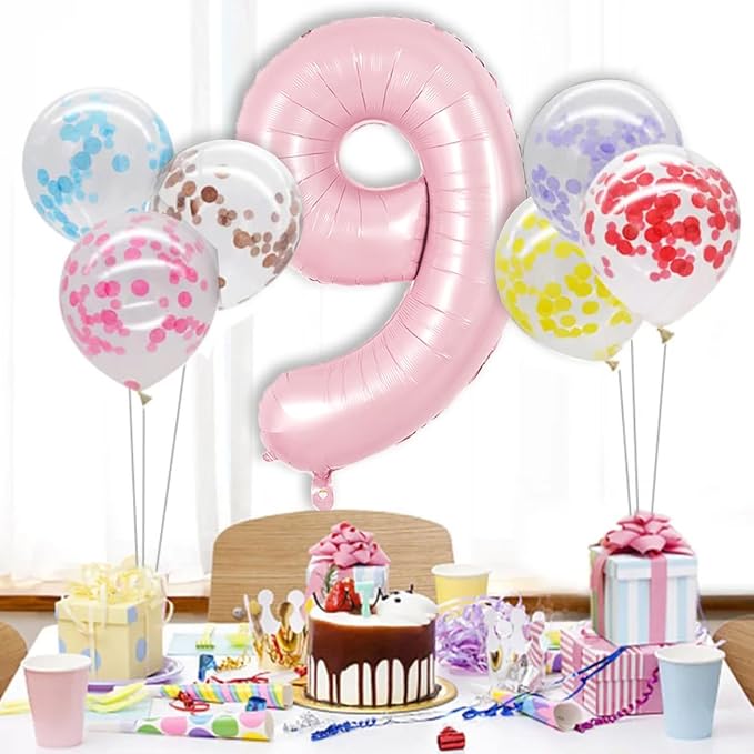 TONIFUL 40 Inch Pastel Pink Number 9 Balloons Large Foil 9th Birthday Decor | - Image 5
