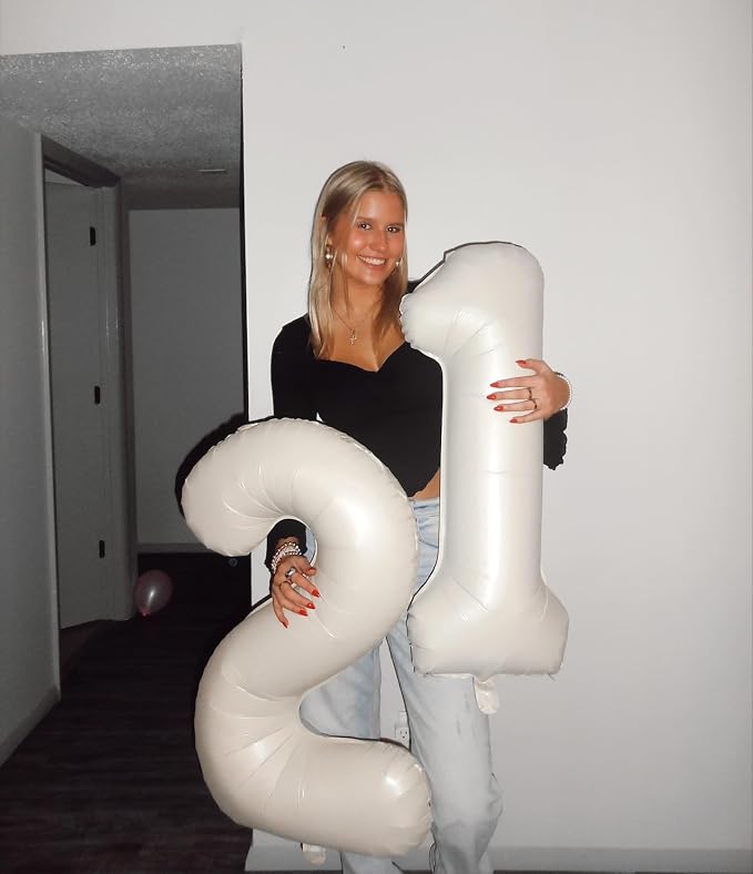 Cream Number 21 Balloon 40 Inch - Image 3