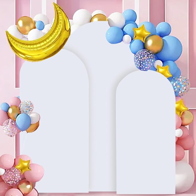 FANPROMS White Arch Backdrop Cover Set of 3 Wedding Arch Cover 5ft 6ft 7ft - Image 5