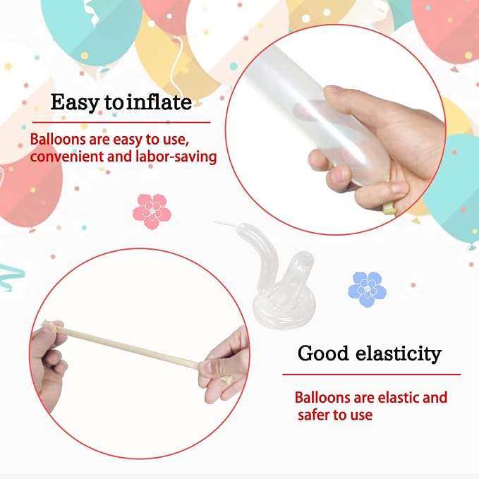 260 Clear Long Balloons for Animals, Thickening Skinny Latex Twisting for Arch - Image 4
