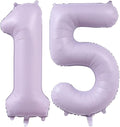 Pastel Purple 15 Number Balloons, 40 Inch Light Purple 15 Balloons Large Helium by BBPOOL