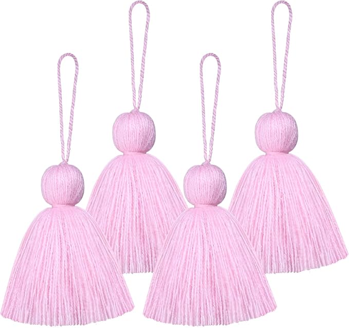 Big Size 4 PCS Tassels for Crafts, Handmade Hanging for Pillow Decor, Blanket by NINGYOHI