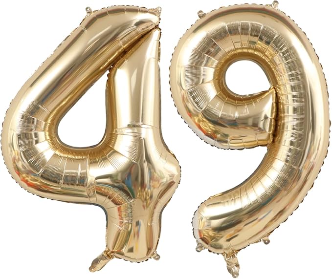 Light Gold Number 49 Foil Balloons 40 Inch White Gold 49 Mylar Balloon | 49th by ANGEL+Q+HOUSE