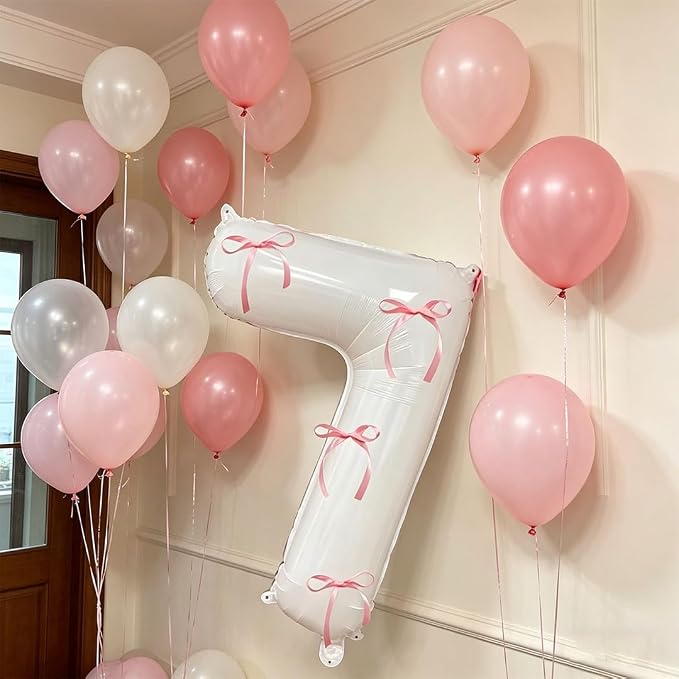 32 Inch White Number Foil Balloon - Image 2