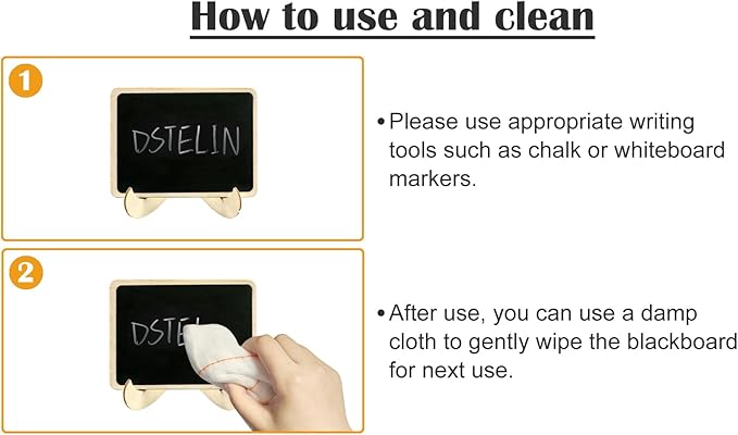 DSTELIN 20 Pack Wood Mini Chalkboards Signs with Support Easels, Place Cards, Small Rectangle Chalkboards Blackboard for Weddings, Birthday Parties, Message Board Signs and Event Decorations