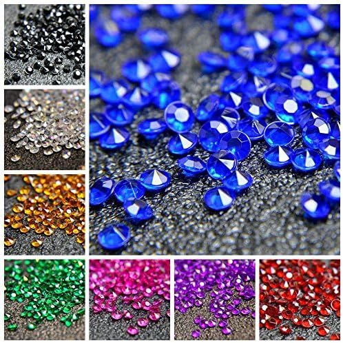 1000pcs/ Pack Wedding Table Acrylic Diamond Scatter Crystals Confetti Acrylic Gems Vase Fillers Rhinestones for Wedding, Bridal Shower, Vase Beads Decorations (10mm, Black)