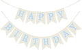 White Burlap Happy Birthday Banner Sign Birthday Garland Wall Door Hanging by Unknown