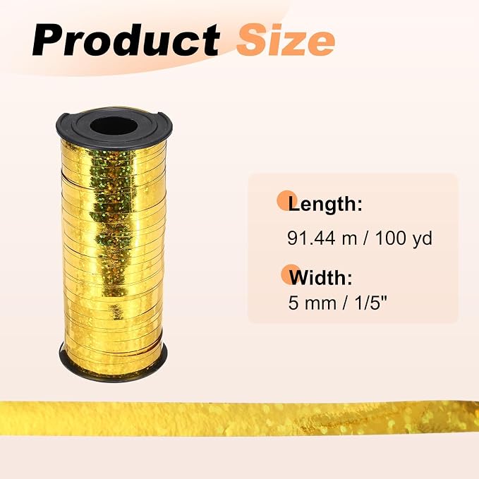 PATIKIL Glitter Curling Ribbon 100yds x 1/5" Plastic Balloon String Ribbon | - Image 2