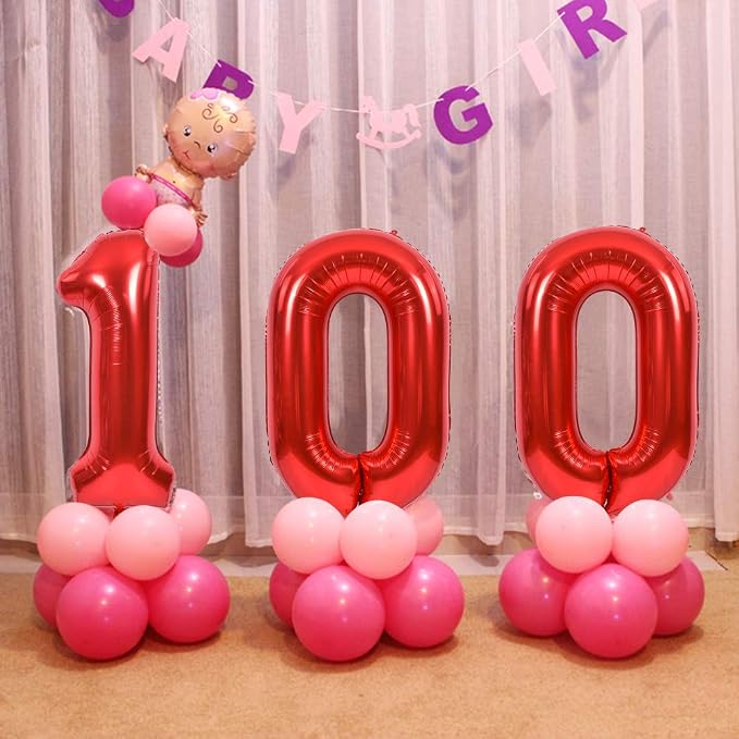 TONIFUL 40 Inch Red Number 7 Balloons Large Foil 7th Birthday Decorations | Red - Image 5