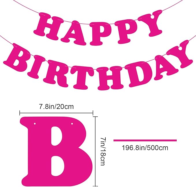 Pink Happy Birthday Banner Sign Birthday Backdrop Party Supplies - Image 2