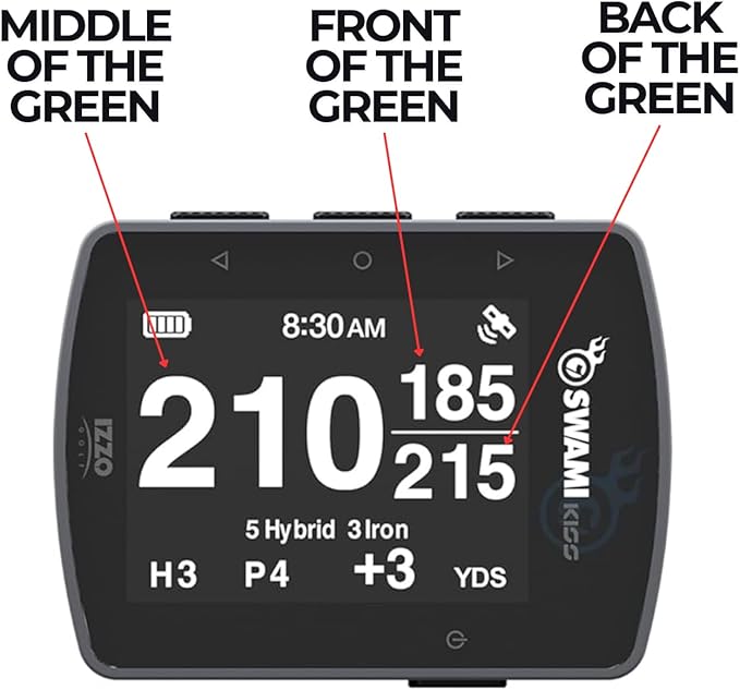 Swami KISS 2.0 Handheld Golf GPS Ragnefinder with Integrated Magnets - Grey