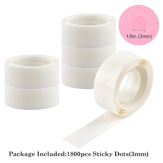 Briartw 1800 Pcs 1/8in Clear Mini Glue Point Dots, 6 Roll Double Sided - Image 2