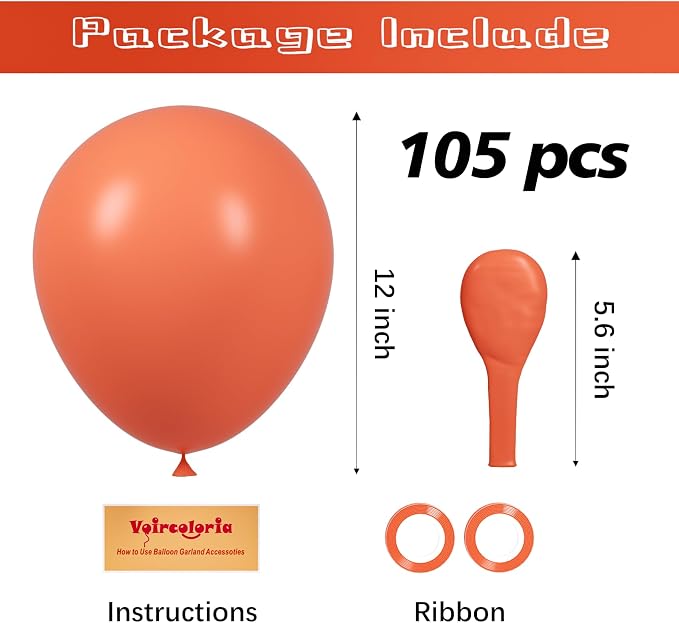 Voircoloria 105pcs Coral Red Party Latex Balloons, 12inch | - Image 2