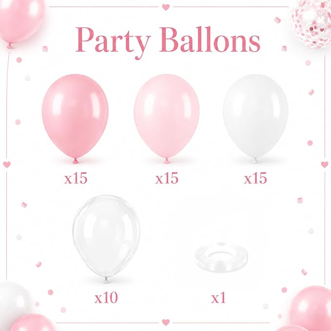 HILAVO Dusty Pink Balloons 12 Inch Blush Pastel Light Baby Pink and White Latex - Image 2