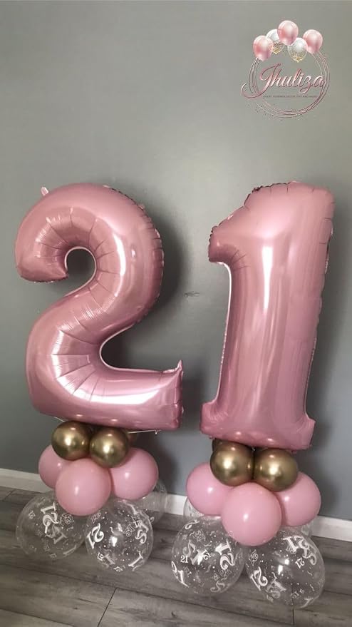 2 Balloon Numbers Birthday Decorations, 40In Pink Balloons - Image 2