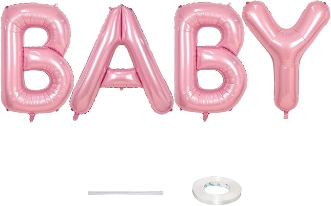 40 Inch Pastel BABY Balloon for Girls Baby Shower, Large Light Pink Foil by Lingqiang