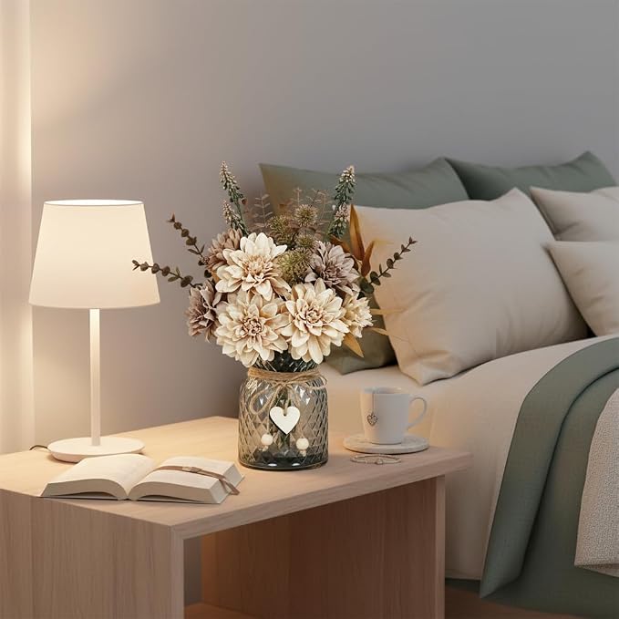 Leftover Faux Flowers in Vase, Light Brown Fall Fake Flowers - Image 9