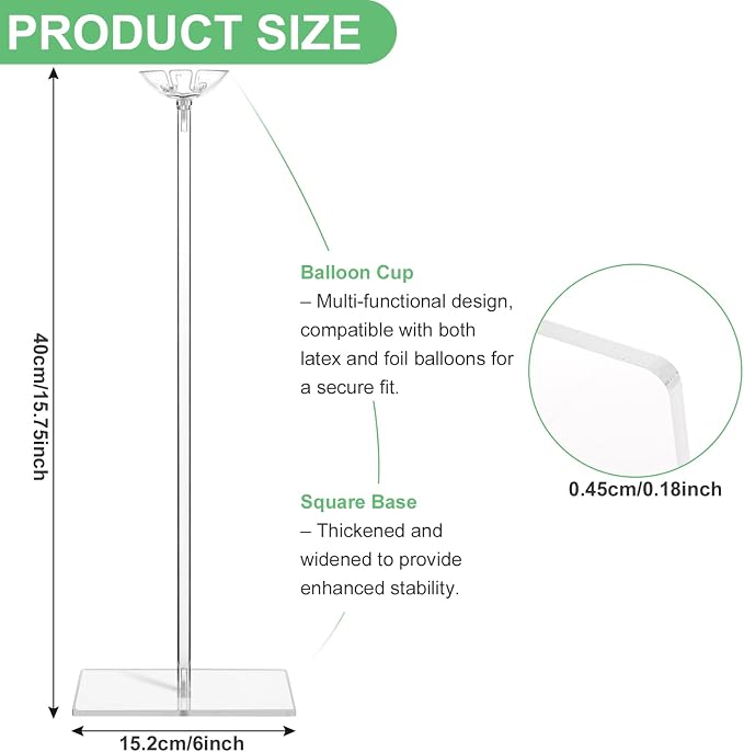 4 Pack Clear Acrylic Balloon Stands - Image 2