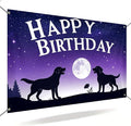 Happy Birthday Banner 71x43 Inch Dog Silhouette Moon Night Sky Backdrop by ActFirst