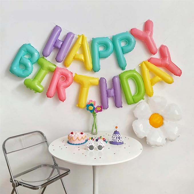 CANREVEL Happy Birthday Banner Decorations + 12Pcs Star Balloons, Macaron | - Image 4