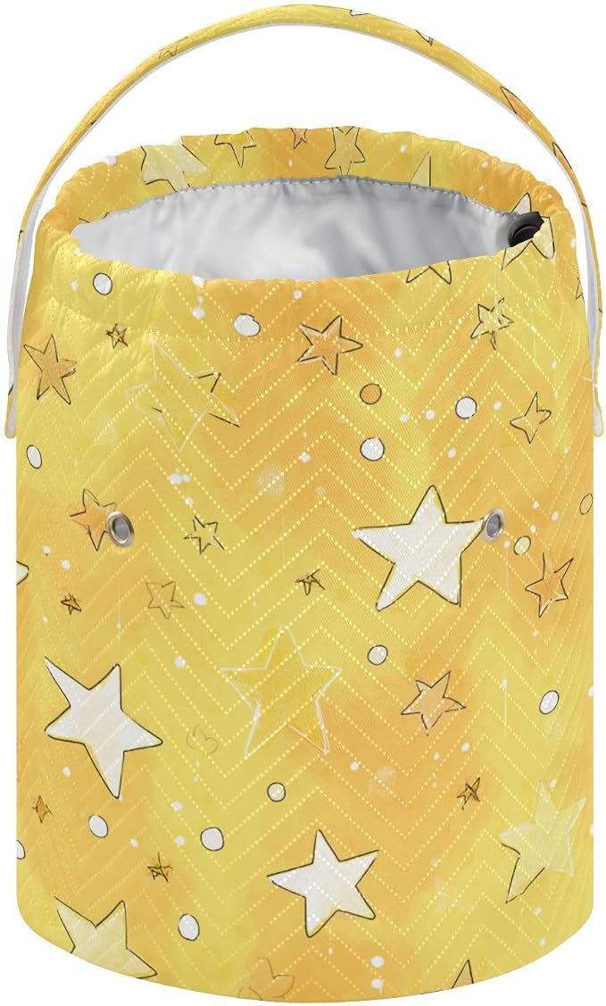 Cartoon Golden Stars and Dots Yarn Bag Small Crochet Bag Drawstring Yarn - Image 2