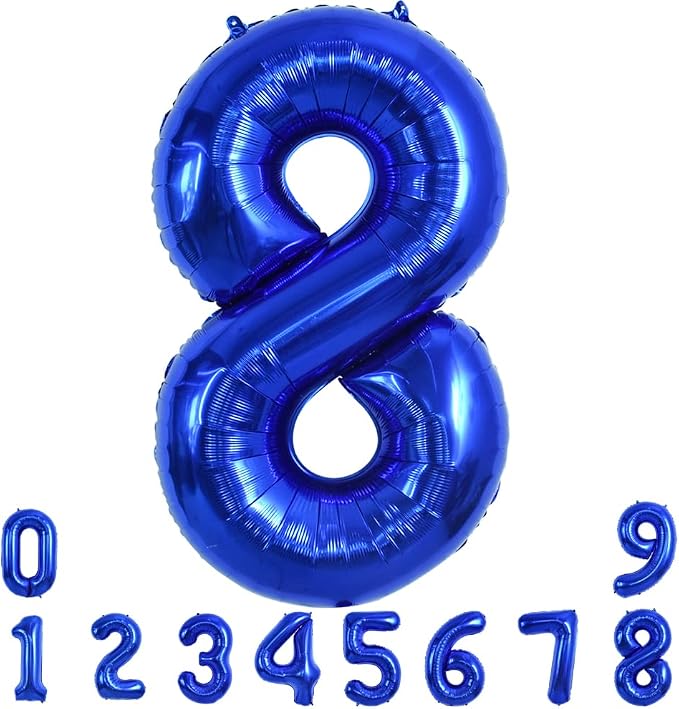 TONIFUL 40 Inch Navy Blue Number 8 Balloons Large Foil 8th Birthday Decor | by TONIFUL