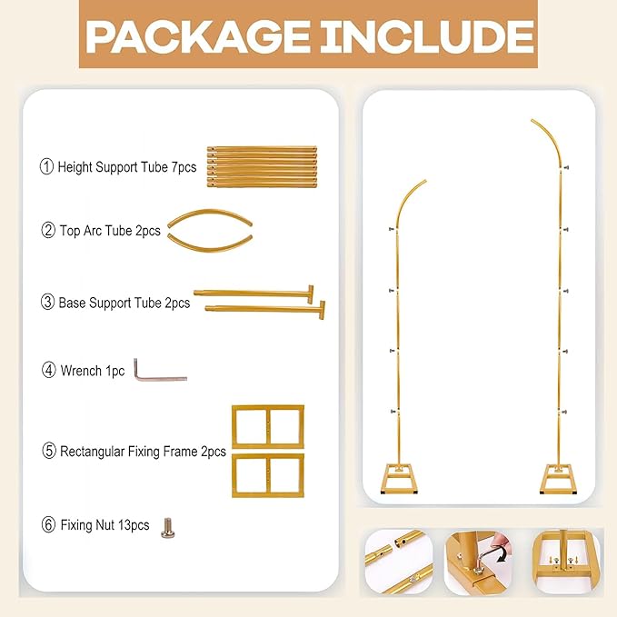 Bazen Half Balloon Arch Stand 7.5FT&6.2FT Wedding Arch Stand - Image 6