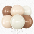 Sand White Brown Round Foil Balloons 6Pcs, Giant 4D Round Ball Balloons by Adorely