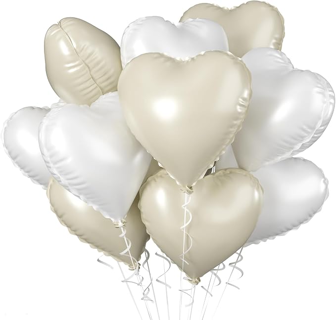 Biapian Cream Heart Balloons, 18 Inch Sand White Heart Shape Balloons Foil by BIAPIAN