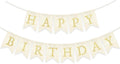Gold Happy Birthday Banner Pre-strung Burlap Bunting Party Backdrop Sign by Unknown