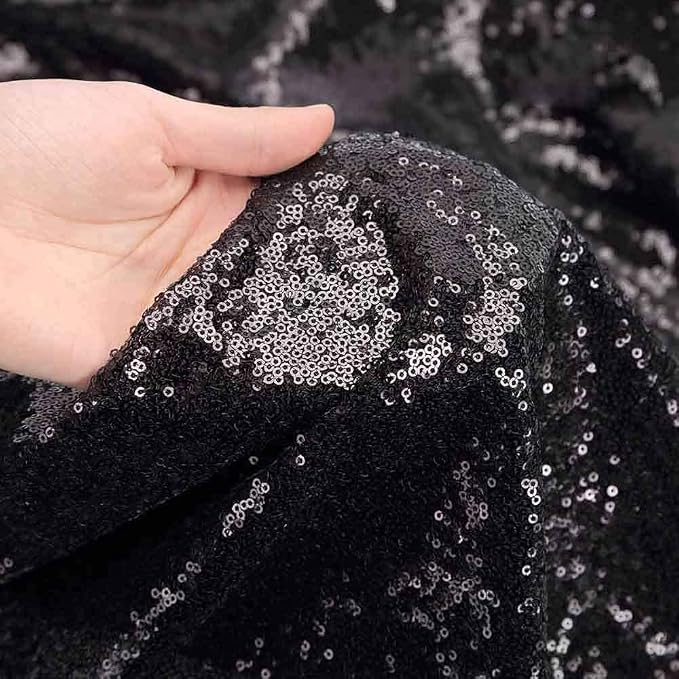 Eternal Beauty Black Sequin Backdrop Curtains, 2 Panels 3x7FT | 3mm Sparkle - Image 7