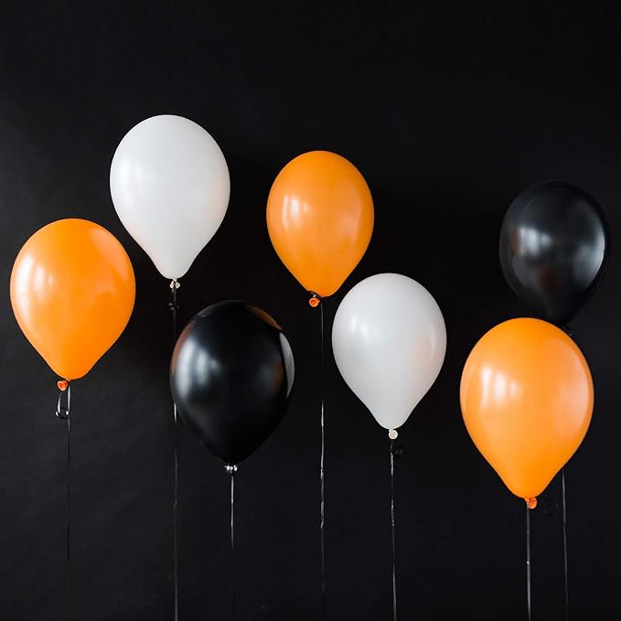 TecUnite 100 Pcs Halloween Balloons Orange Black White Set Decor, 13 Inch | - Image 4