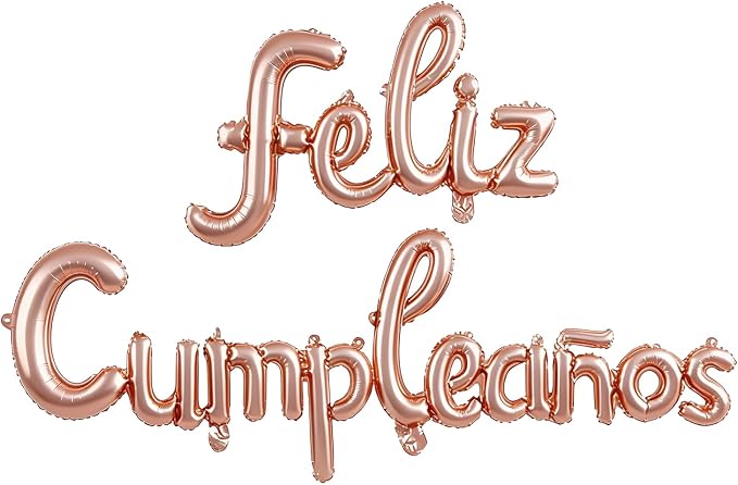 Feliz Cumpleanos Rose Gold Small Letters Conjoined Balloons Feliz Cumpleanos by ZHENGYE