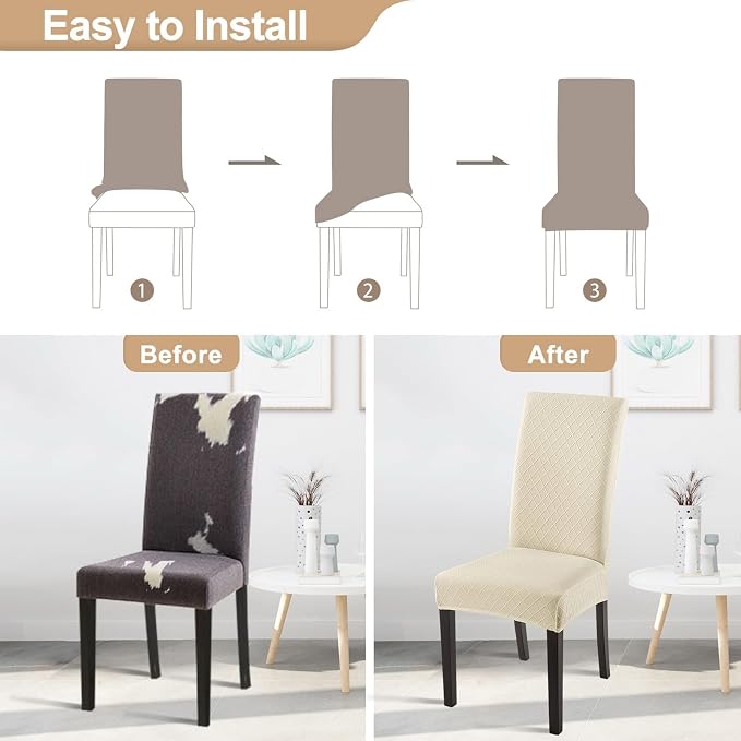 SearchI Dining Room Chair Covers Set of 6, Stretch Jacquard Parsons Chair - Image 7