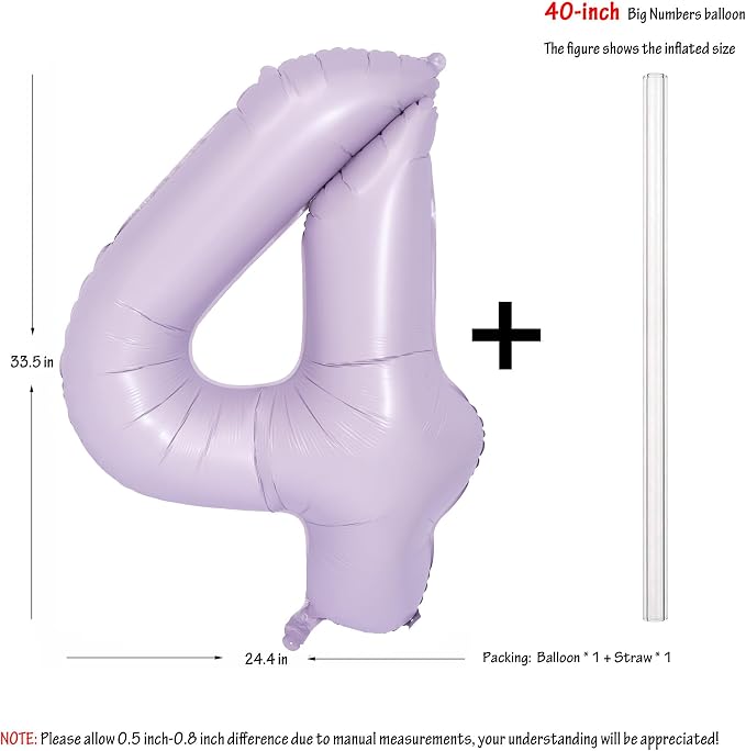 40 In Matte Purple Number Balloons Helium Foil Mylar Balloon Digital 4 | Perfect - Image 2