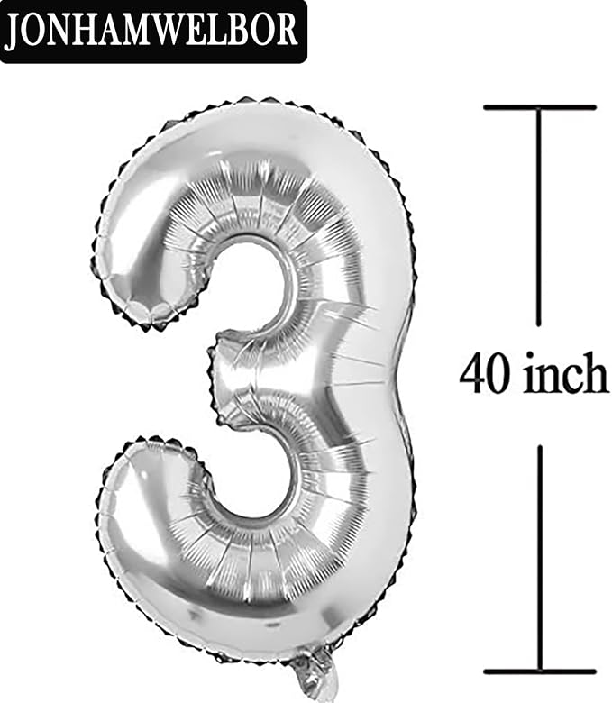 Jonhamwelbor 13 Balloon Numbers Silver Giant Jumbo Big Large Number 13 or 31 - Image 3