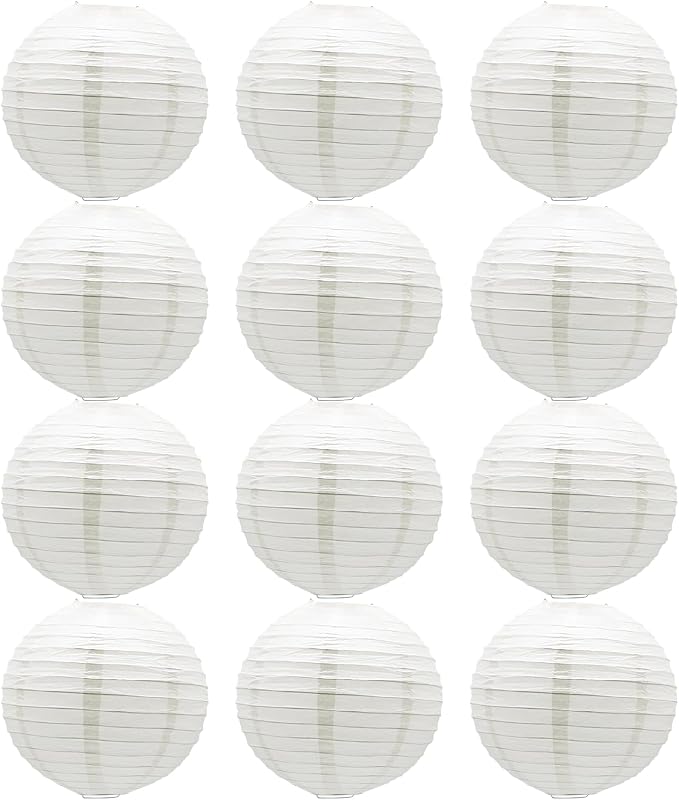 White Chinese Paper Lanterns Japanese Round Shape Hanging Ceiling Decor by BARTHEW