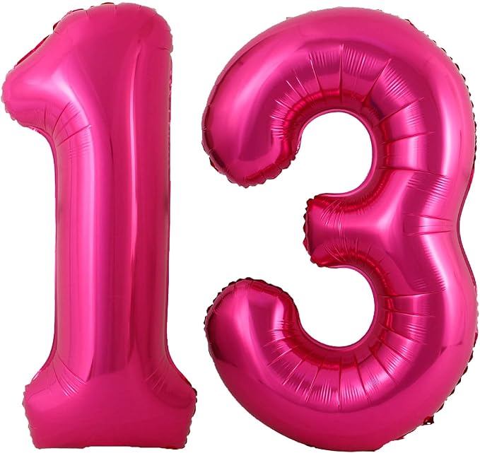 40 Inch Hot Pink 13 Number Balloons Giant Jumbo Huge 13 or 31 Foil Mylar Helium by LHOAVWE