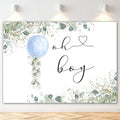 Mocsicka Greenery Oh Boy Baby Shower Backdrop 7x5ft | Blue Balloon, Botanical by Mocsicka
