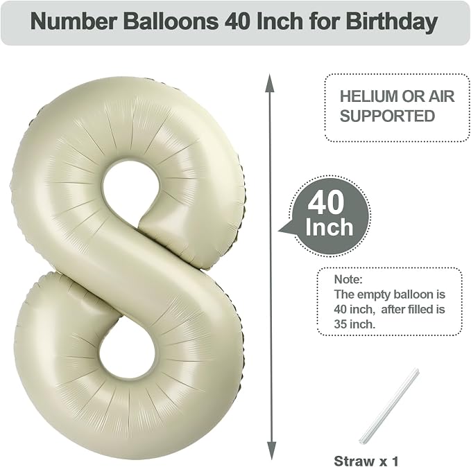 7 Number Balloons Cream 40 Inch Foil Balloon - Image 5